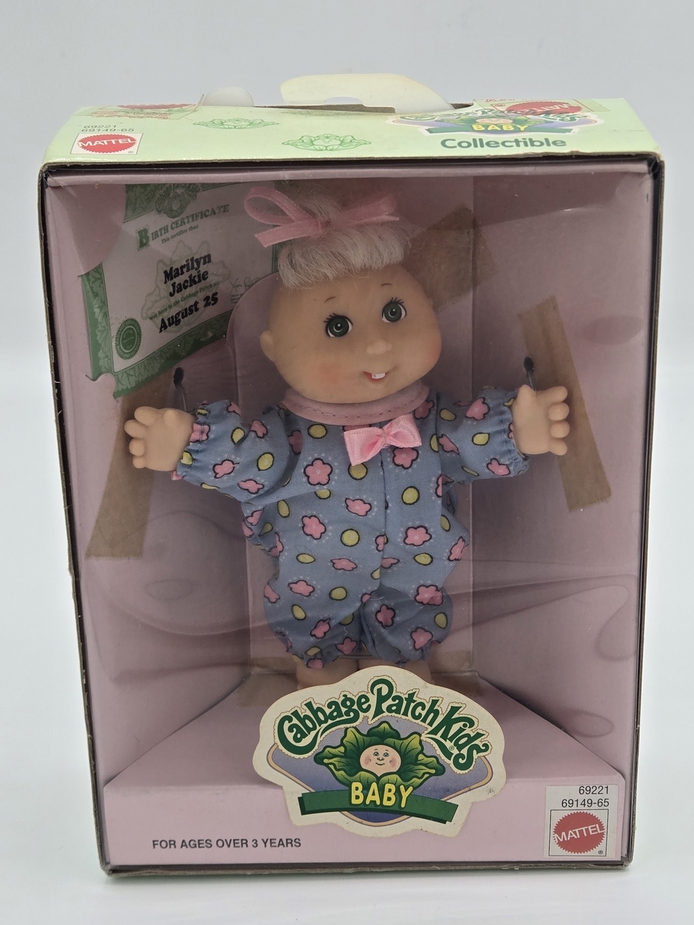 Vintage 1997 Mattel Cabbage Patch Kids 4.5” Baby Doll Marilyn Jackie DOB Aug 25